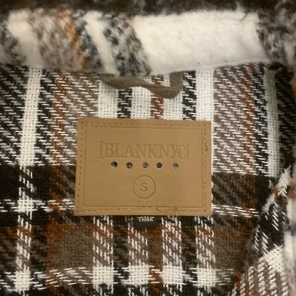 Revolve blank nyc long fleece plaid shacket cozy fall - Picture 3 of 5
